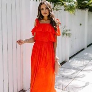 Orange-Coral small Maxi dress with Pockets!! NEW